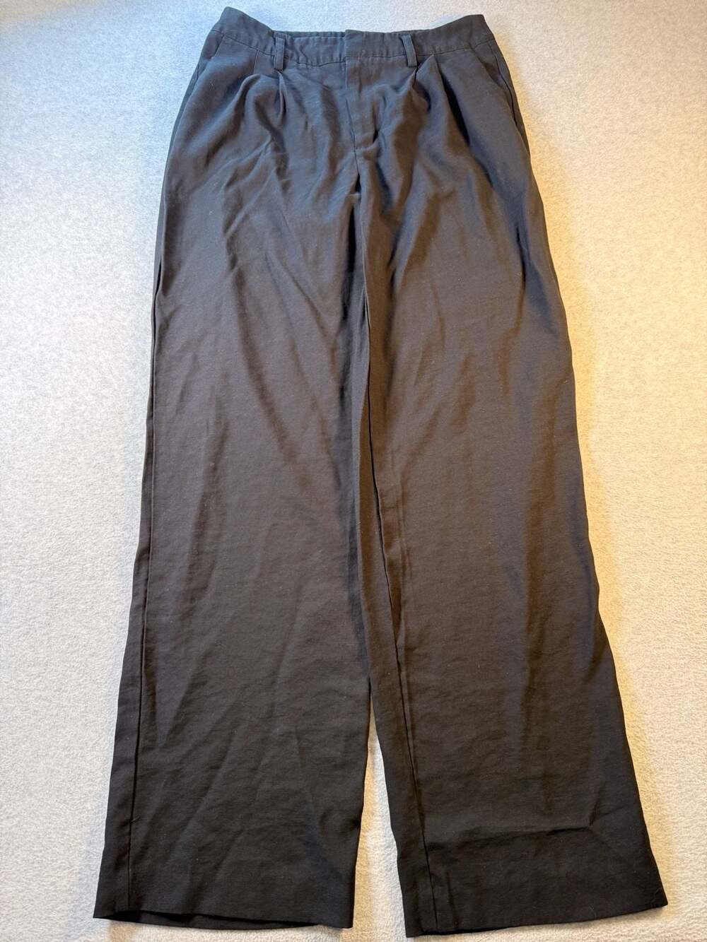 A New Day Women's Black Wide Leg Pleated Waist High Rise Pants
